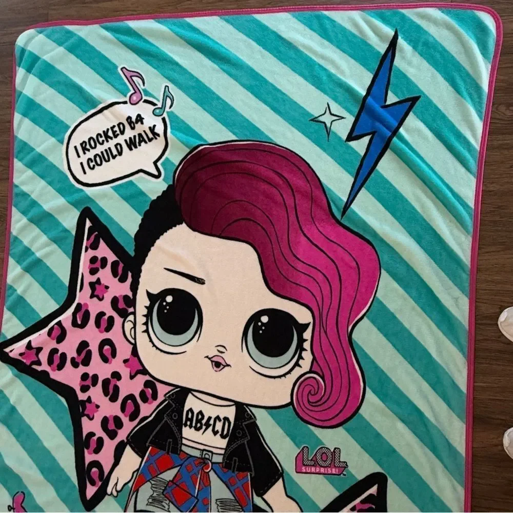 LOL Surprise Rocker Plush Twin Blanket Pink Blue 86” x 57”